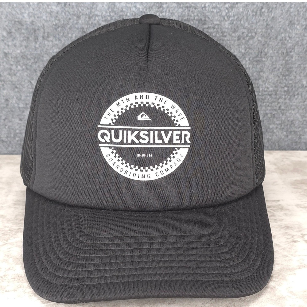 Quiksilver Hat Cap Snap Back One Size Black Surf Skate Streetwear Mens